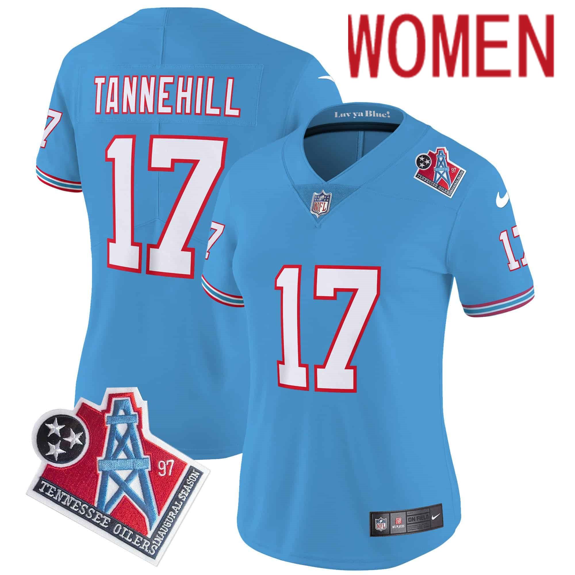 Women Tennessee Titans #17 Tannehill Light Blue 1997 Throwback 2024 Nike Limited Vapor NFL Jersey
